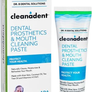 Dr. B Dental Solutions Cleanadent Denture and Gum Toothpaste, Removes Odors Stains Adhesives, Mouth Cleaning Paste, 4 oz 2 Pack