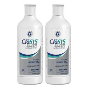 CloSYS Silver Fluoride Mouthwash, 16 Ounce (Pack of 2), Gentle Mint, for Adults 55+, Alcohol Free, Dye Free, pH Balanced, Fights Cavities and Strengthens Tooth Enamel
