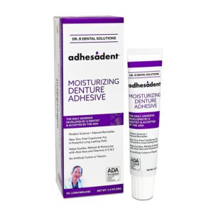 Dr. B Dental Solutions, Adhesadent Moisturizing Denture Adhesive, ADA Seal of Acceptance Denture Grip Paste 2.4 oz